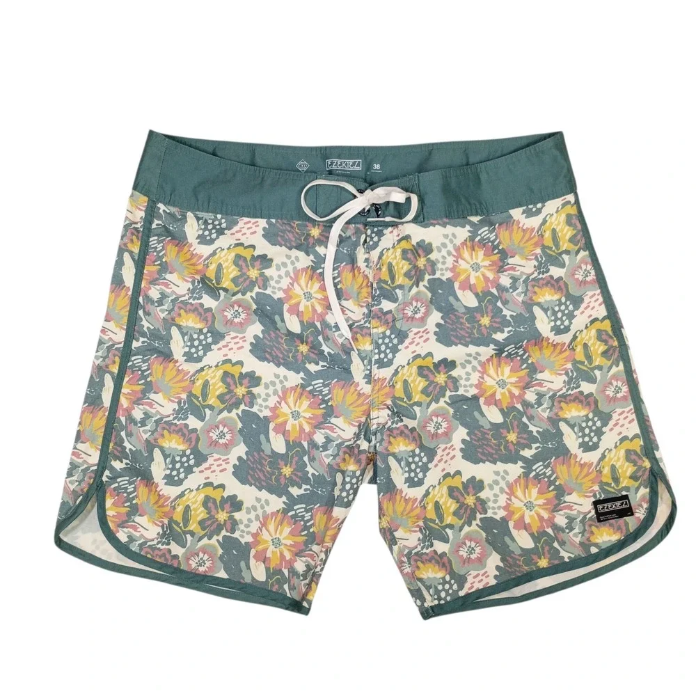 Ezekiel Shorts Mens 38 Multicolor Swim Trunks Floral Drawstring Surf Tropical